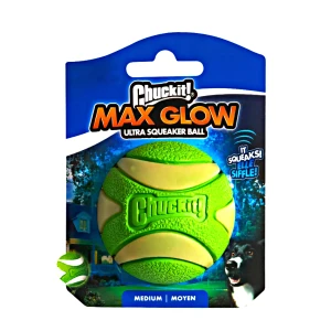 Chuckit! Max Glow Ultra Squeaker foszforeszkáló labda M 6cm 1db-os